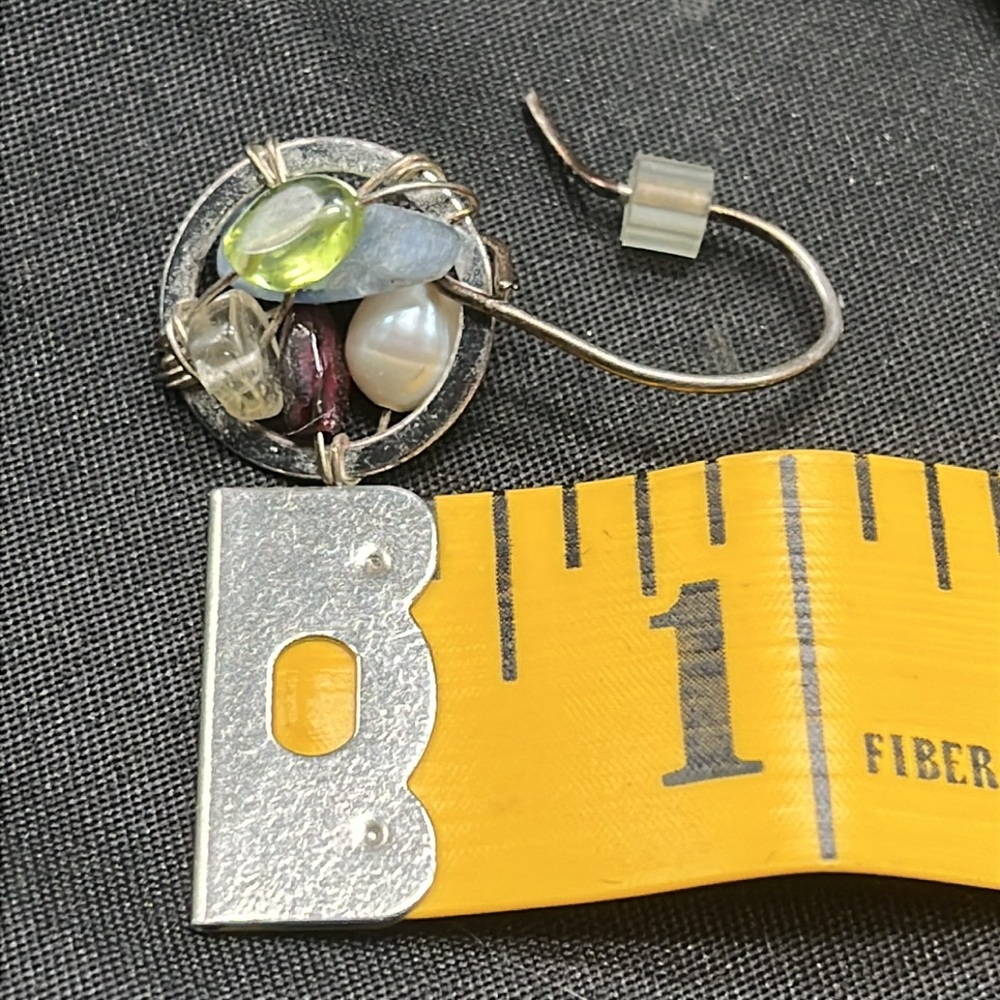 Sterling Silver and Misc Stone Bead Handmade Earrings - Picture 2 of 2